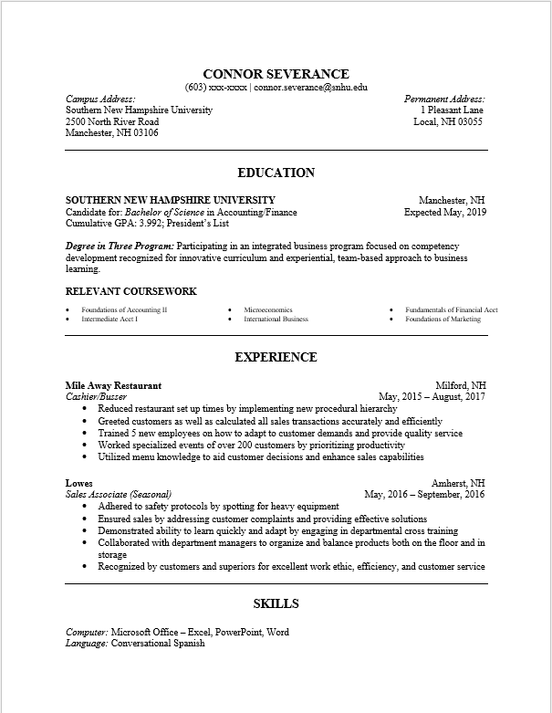 resume cover page